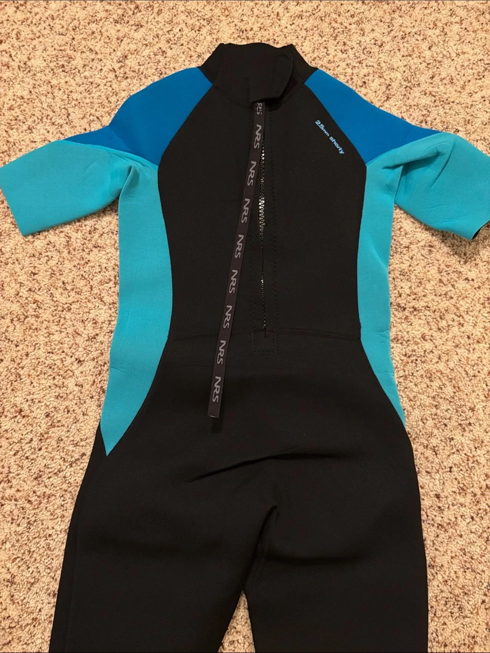 NRS Kids Short-Sleeve Rashguard Suit in Black & Teal